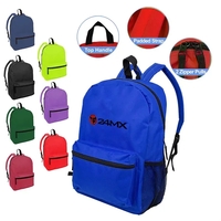 Classic 16" backpack with front zipper pocket; Main zipper compartment...
