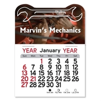 Wrench-themed 4"H x 3"W Peel-N-Stick® white vinyl 12-month calendars with...
