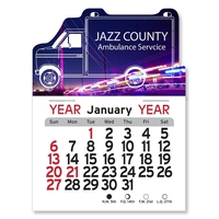 Ambulance-shaped 4"H x 3"W Peel-N-Stick® white vinyl 12-month calendars with...