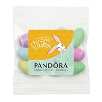 These spring snack bags are stuffed with pastel colored Jordan almonds.......