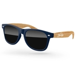 2-Tone Faux-wood Retro Sunglasses w/ 1-color imprint