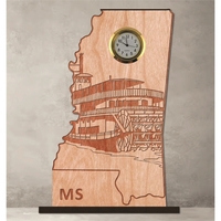6" x 8" Mississippi hardwood desktop clock with engraving.... from ASI 92531...