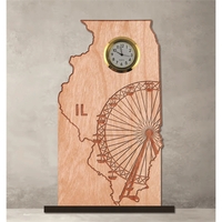 6" x 8" Illinois hardwood desktop clock with engraving.... from ASI 92531...