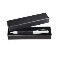 Stainless steel twist-action ballpoint pen with faux leather wrapped body.......