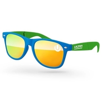 2-Tone Foldable Retro Mirror Sunglasses w/ 1-color imprint