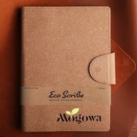 A large-sized notebook with a cover derived from recycled leather...