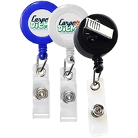 Retractable badge reel with 30" nylon cord and rotating bulldog clip.... from...