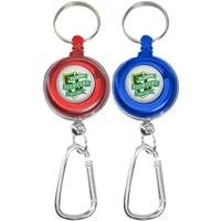 Transparent badge reel with 19.6" retractable cord, carabiner and keyring.......