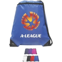 Nylon drawstring backpack with black cord, grommets and corners and a... from...