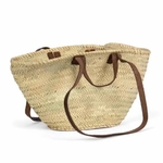 Straw Bag with Leather Drop Handles
