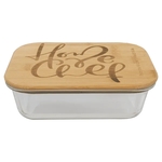 Rectangle Glass Container with Bamboo Lid 35oz