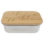 Rectangle Glass Container with Bamboo Lid 21oz