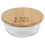 Round Glass Container with Bamboo Lid 32oz
