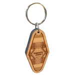 Vintage Etched Bamboo Motel Keychain Hotel Key Tag