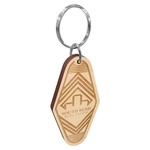 Vintage Etched Birch Motel Keychain Hotel Key Tag
