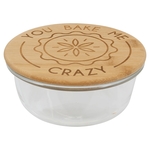 Round Glass Container with Bamboo Lid 21oz