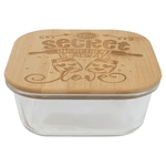 Square Glass Container with Bamboo Lid 27oz
