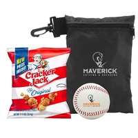 Nylon pouch with cracker jacks and promotional baseball.... from ASI 38120...