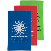 24"W x 42"H colored terry velour towels, made with USA sourced... from ASI...