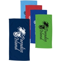 70"W x 35"H colored terry velour beach towel, made with USA... from ASI 39552...