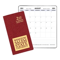 Saddle-stitched academic monthly pocket planner with cobblestone cover.......