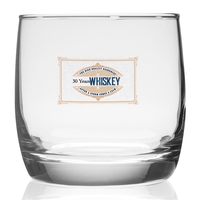 10 oz. cylindrical whiskey glass with thick base and design.... from ASI...