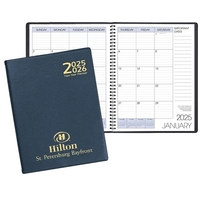 Wire-bound two year monthly desk planner with Continental vinyl cover.......
