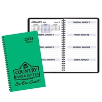 Wire-bound, large bold print weekly desk planner with Techno color cover.......