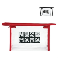 Transparent pouch with zipper closure, poly color trim and customization...