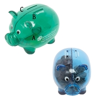 Translucent colored piggy bank with two separate chambers.... from ASI 62190...