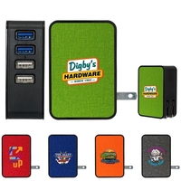 UL 4 PORT HEATHERED USB FOLDING WALL CHARGER