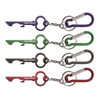 Key Shaped Aluminum Bottle Opener with Keychain & Carabiner