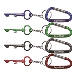 Key Shaped Aluminum Bottle Opener with KeyChain & Carabiner