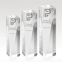 Tower shaped award made of optical crystal with an etched imprint.... from...