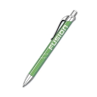 Metal click-action ballpoint pen with unique ribber pattern, silver rings...