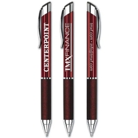 Aluminum click-action ballpoint pen with chromed trim and non-toxic black...
