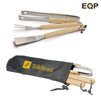 3pc BBQ Tool Set w/ Stainless Steel Utensils & Carrying Bag