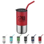 16 oz. Travel Stainless Insulated Coffee Cup w/ Lid & Straw