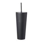 Double Wall Plastic Tumbler with Straw, 24 oz.