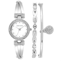 Women's Silver Bracelet Watch Set