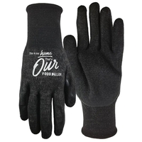 Black knit gloves with latex palms featuring puncture, cut, and abrasion......