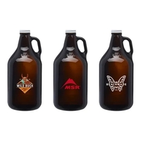 64 oz. amber colored glass growler with screw-on cap and handle.... from ASI...