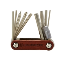 Pocket multi-tool measuring 1.5" x 2.75" x .625" with a bamboo... from ASI...