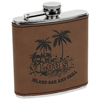 Stainless Steel Dark Brown Leatherette Flask