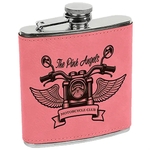 Stainless Steel Pink Leatherette Flask