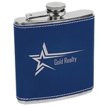 Stainless Steel Blue/Silver Leatherette Flask