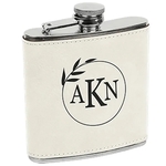 Stainless Steel White Leatherette Flask