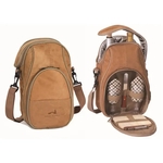 Brava Double Bottle Wine & Cheese Tote Camel Suede