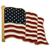 Deluxe Genuine Hard Enamel Wave Flag USA