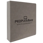 11"x11.5" Gray Leatherette 3 Ring Binder w/ 2" D-Rings